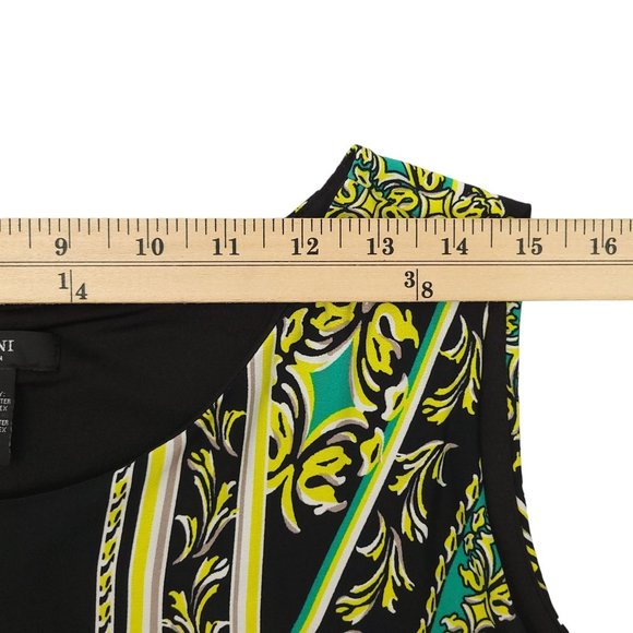 Alfani Woman Geometric Sheath Dress 1X Sleeveless Knee Length Black Yellow - Picture 4 of 12